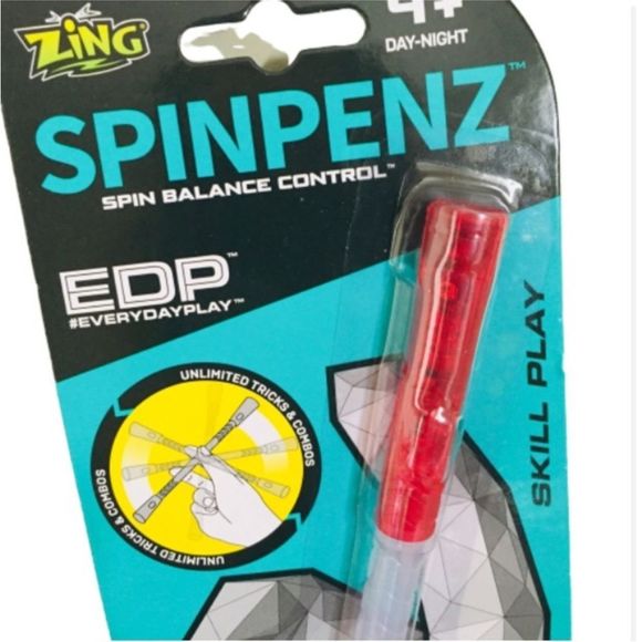 SpinPenz - Red Translucent Spinning Pen, Fidget Toy, LED, Weighted - Picture 4 of 6
